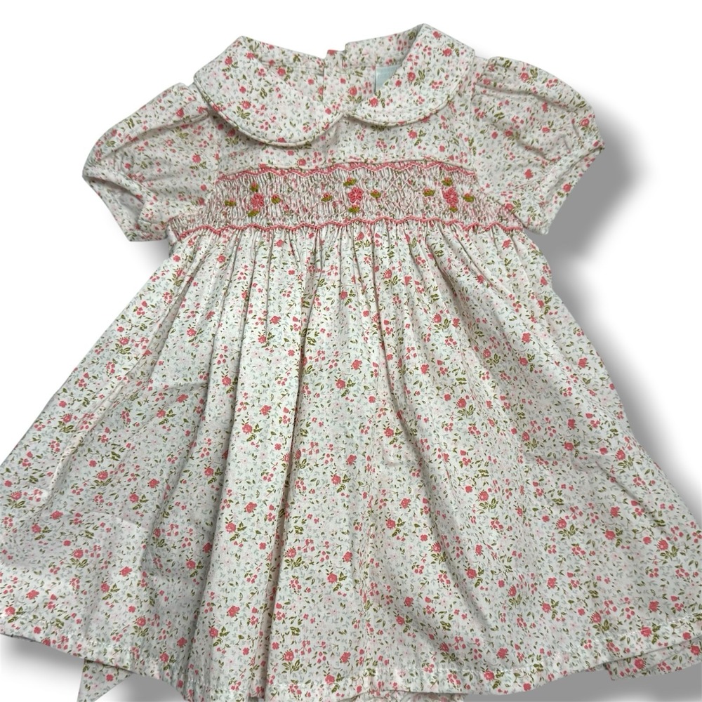 Vintage Inspired Edgehill Collection Baby Girl Smocked Dress Floral Peter Pan 3M